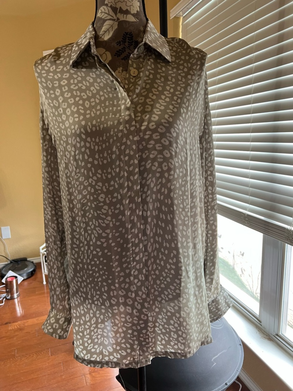 Women's Taupe Animal-Print Button-Down Shirt